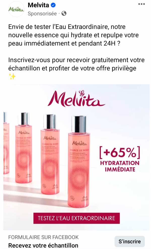 échantillon gratuit Eau Extraordinaire Melvita