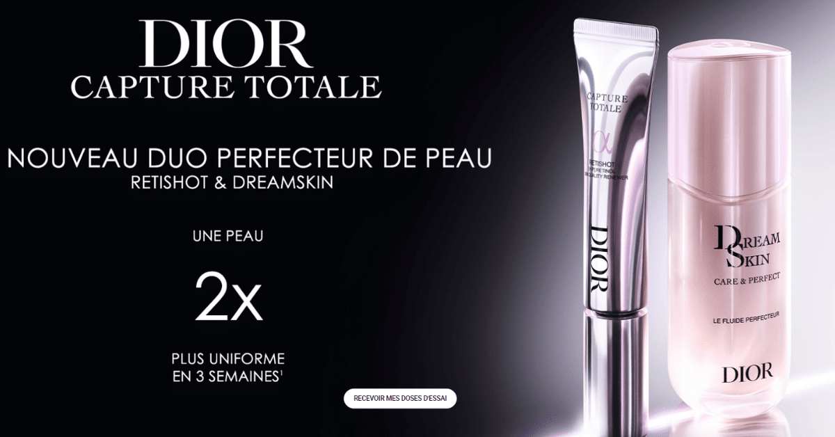 Échantillons gratuits du duo perfecteur de peau Capture Totale Dior