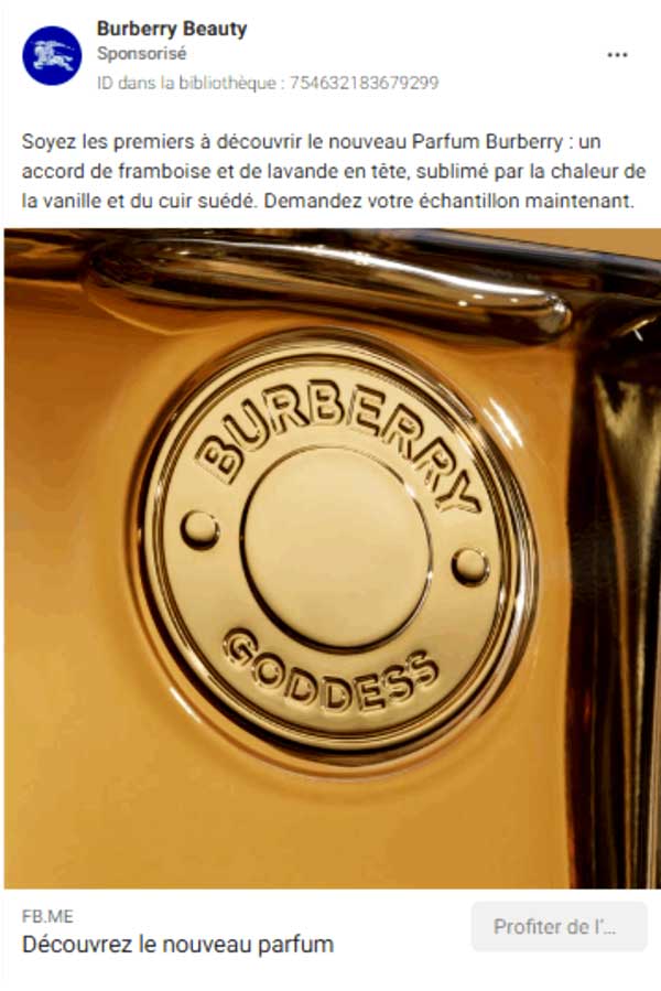 Parfum Burberry Goddess : Demandez votre échantillon gratuit !