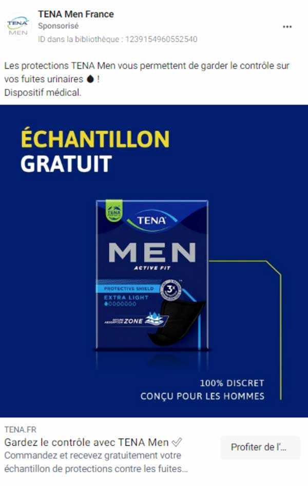 Échantillon gratuit TENA MEN | Protections urinaires