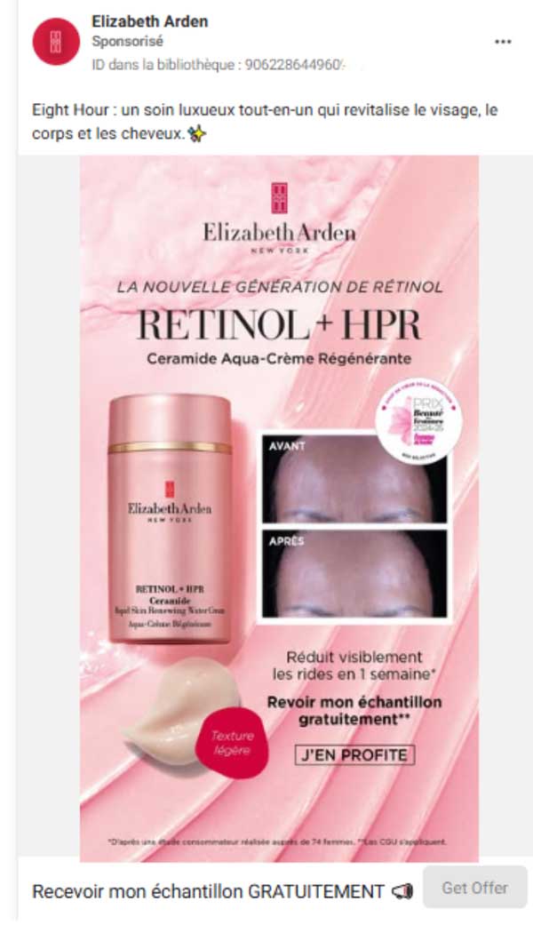 Testez Elizabeth Arden : Échantillon Gratuit Rétinol HPR