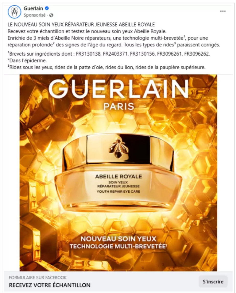 Échantillon gratuit : Soin Yeux Jeunesse Guerlain Abeille Royale Échantillon gratuit : Soin Yeux Jeunesse Guerlain Abeille Royale