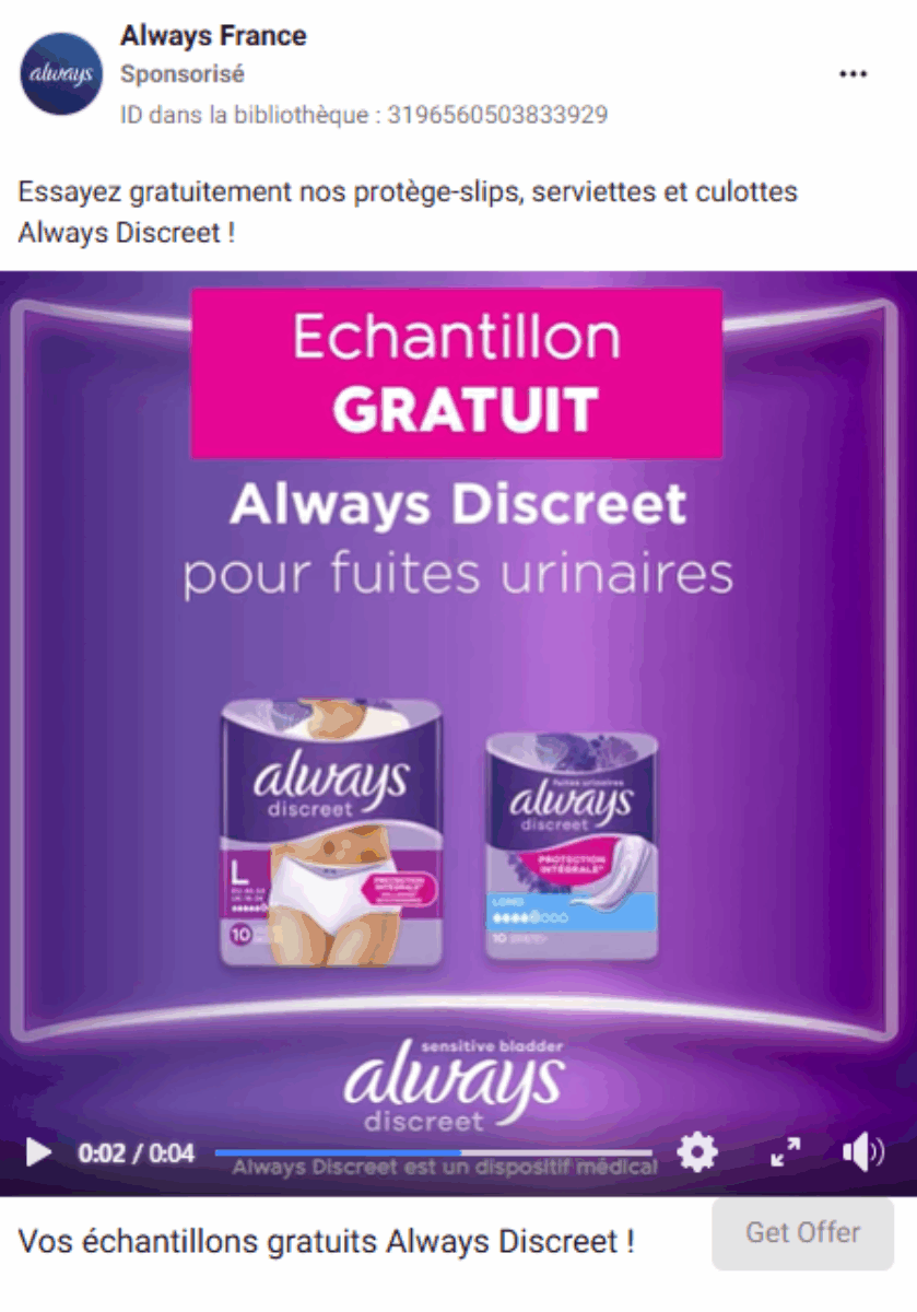 Échantillon gratuit Always Discreet Échantillon gratuit Always Discreet : testez la protection